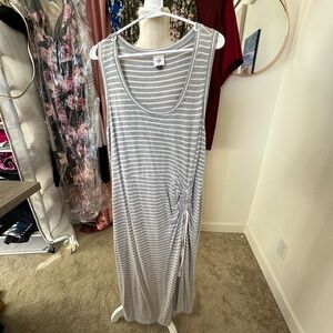 Gray Striped Sleeveless Dress